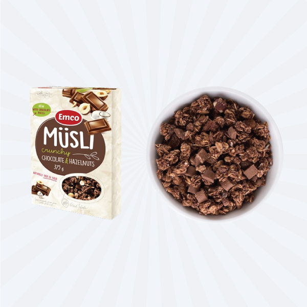 MUESLI CRUNCHY (CHOCOLATE AND HAZELNUTS)
